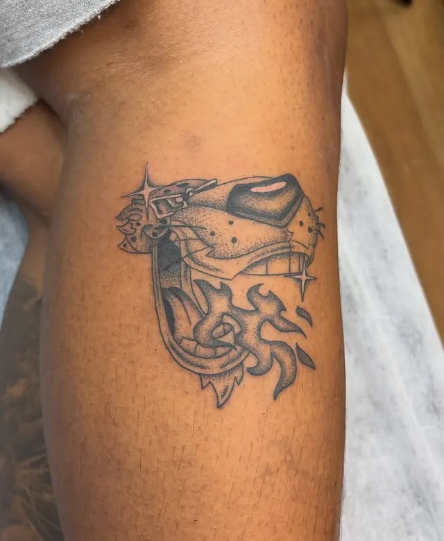 Chester cheetah style tattoo piece